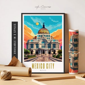 Mexico City Travel Poster Palacio de Bellas Artes Mexico Print Destination Prints Mexico City Unframed Poster Travel Art Printable Wall Art