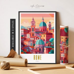 Retro Rome Travel Poster Rome Italy Print Ancient Rome Poster Vintage Rome Wall Art City Print Rome Unframed Poster Travel Art Printable Art