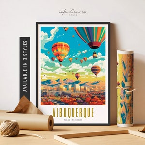Albuquerque NM Poster Retro Travel Print Albuquerque Balloon Fiesta Decor Albuquerque New Mexico Print Unframed Poster Travel Art Printable