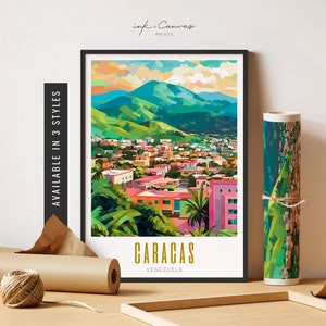 Caracas Travel Poster Avila Caracas Venezuela Print South American Art Vibrant Colorful Wall Art City Unframed Poster Travel Art Printable