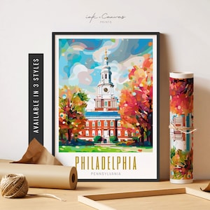 Philadelphia Print Independence Hall Wall Art Philadelphia Pennsylvania Art Print Philly Wall Decor Unframed Poster Travel Art Printable Art