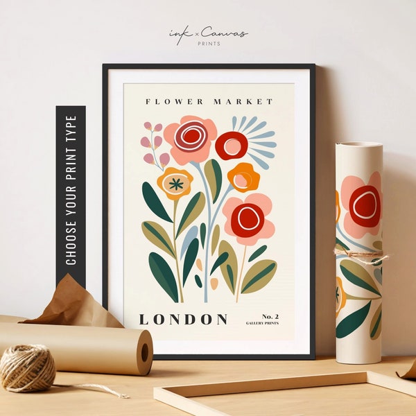 London Flower Market Print London Flower Market Wall Art Abstract Floral Print Rose Flower Art Botanical Print Unframed Poster Digital Print