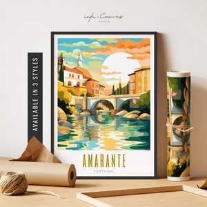 Amarante Portugal Travel Poster Amarante Portugal Art Print European Art Landscape Print Portugal Wall Art Digital Travel Art Unframed Print