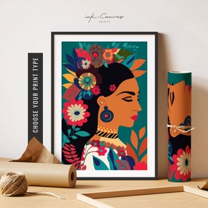 Latina Art Print Maximalist Wall Art Latino Artwork Latina Wall Art Eclectic Poster Latinx Art Naive Art Unframed Poster Printable Wall Art