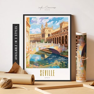 Seville Spain Travel Poster Seville Art Print Plaza De España Seville Spain Artwork Destination Prints Unframed Poster Travel Art Printable