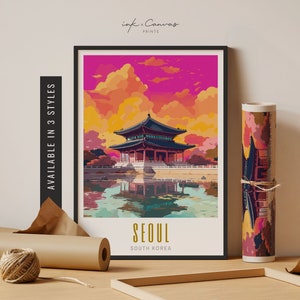 Seoul Korea Print Seoul Wall Print South Korea Art Print Retro Destination Poster Seoul Art Print Unframed Poster Seoul Travel Art Printable