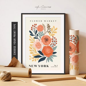 New York Flower Market Poster Vintage Botanical Print Boho Flowers Wall Art Abstract Floral Print Eclectic Art Unframed Poster Digital Print