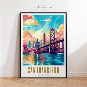 San Francisco Poster SF Print Art Bay Bridge Art Cali Maximalist Decor Mid Century Modern Wall Art Trendy Eclectic Wall Art Unframed Prints