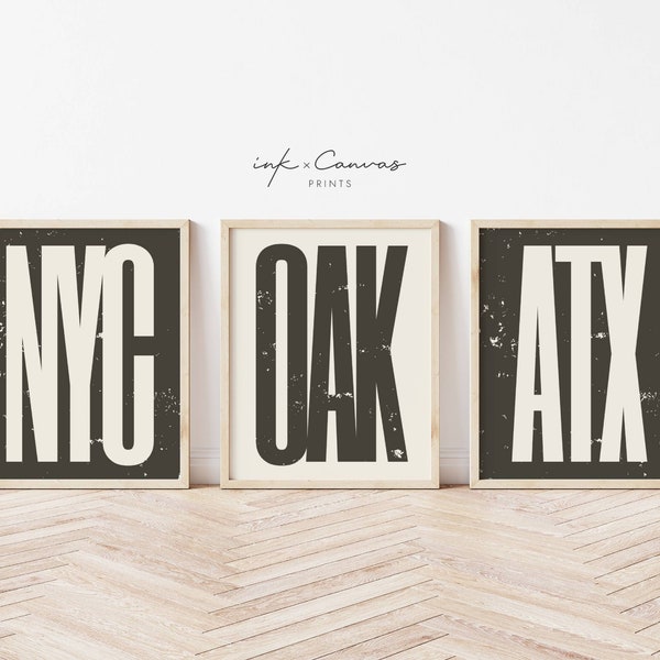 Individueller Typografie-Druck Personalisierter Ort Druck Abkürzung Stadt Drucke Zustand Drucke Einweihungsparty Geschenk Moderne Wandkunst Digitaler Download