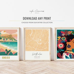 Laden Sie einen Druck aus unserer gesamten Sammlung herunter | Druckbare Wandkunst Benutzerdefinierte Karte Print Reise Poster Kunst personalisiertes Geschenk Boho Digitaldruck