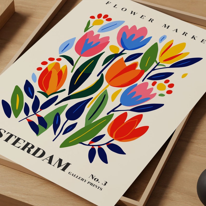 Amsterdam Flower Market Print Amsterdam Poster Cute Floral Print ...