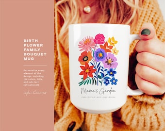Custom Birth Flower Family Bouquet Mug Personalized Mother&#39;s Day Gift Mug Grandma&#39;s Garden Mug Birthday Gift for Mom Birth Month Flower Mug