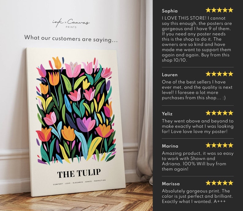 Colorful Tulips Art Print Vibrant Floral Wall Art Cute Tulip Poster ...