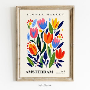 Amsterdam Flower Market Print Amsterdam Poster Cute Floral Print ...
