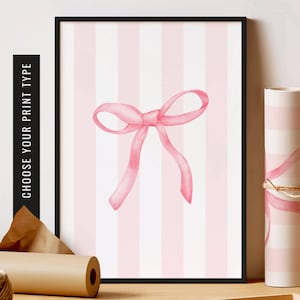 Coquette rose pour chambre d&#39;enfant, impression d&#39;art pour chambre de bébé Coquette rose, noeud pour impression d&#39;art mural, décoration de chambre d&#39;enfants, impression d&#39;art pour chambre d&#39;enfants, impression d&#39;art pour chambre de filles