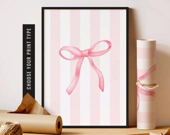 Pink Bow Nursery Print Coquette Baby Room Art Pink Coquette Bow Wall Art Print Nursery Decor Cute Kids Room Art Print Girls Nursery Wall Art