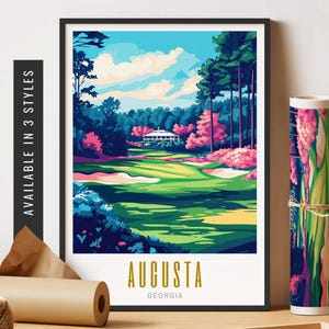 Augusta Georgia Art Print Augusta National Golf Club Print Retro Travel Destination Wall Art Unframed Poster Travel Art Printable Wall Decor