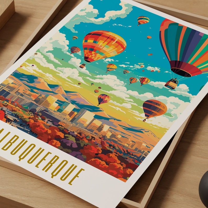 albuquerque poster, albuquerque print, albuquerque new mexico poster, albuquerque wall art, albuquerque art, modern travel poster, retro travel print, city print, cities print, vibrant wall art, landscape and scenery, destination poster, travel art