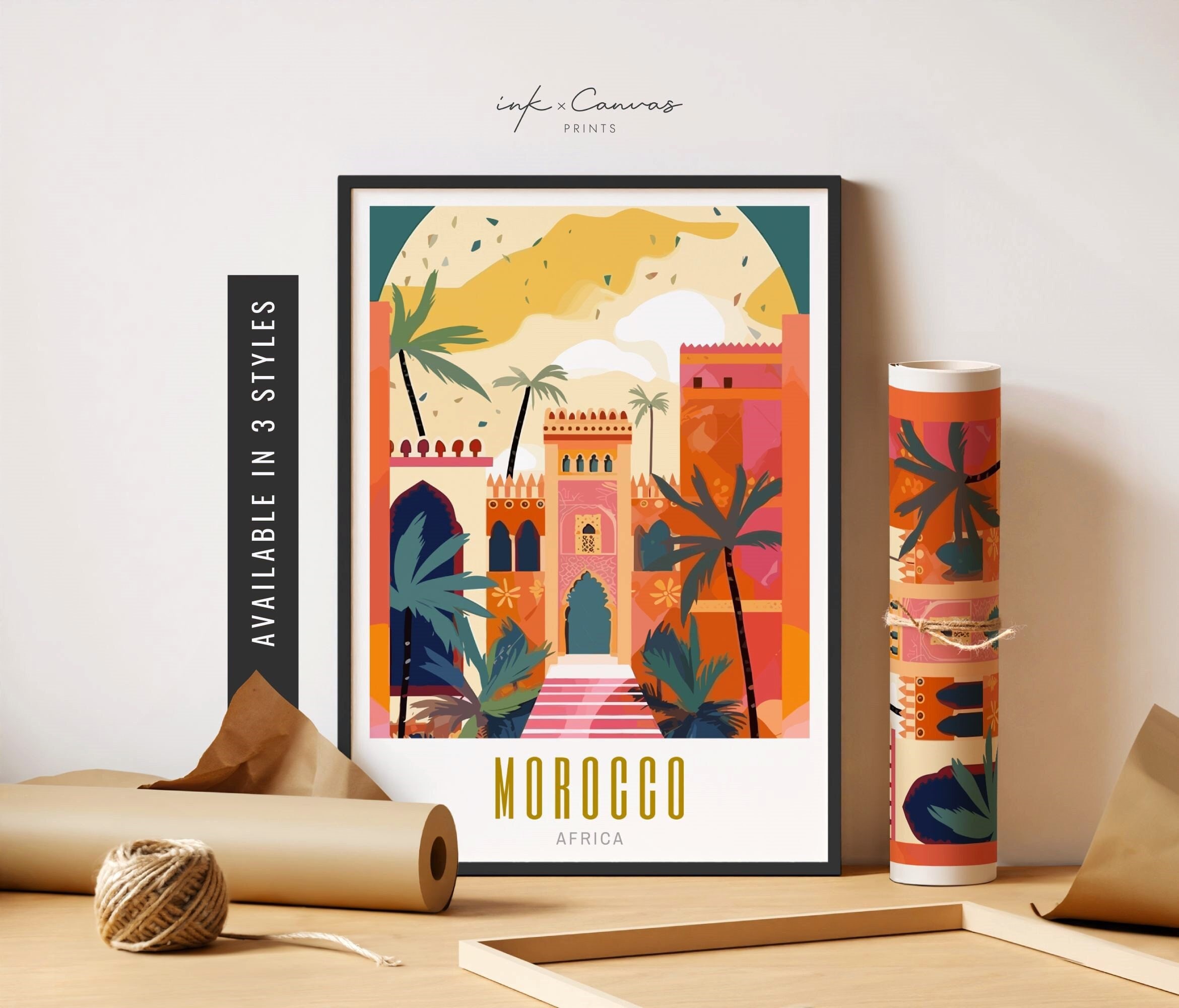 Morocco Travel Poster Morocco Art Print Morocco Poster Retro