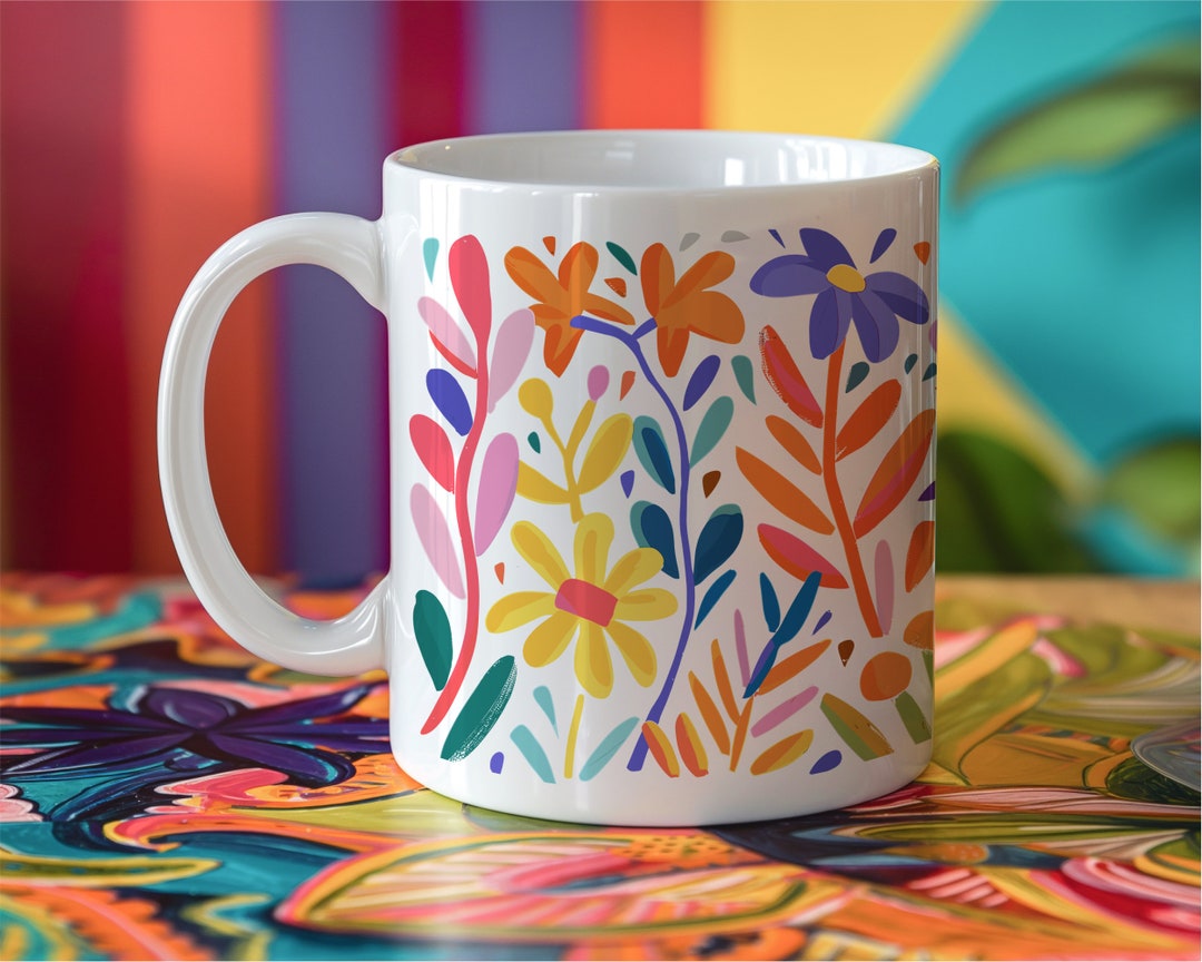 Colorful Wildflower Mug Flower Lover Gift for Her Office Vibrant Floral ...