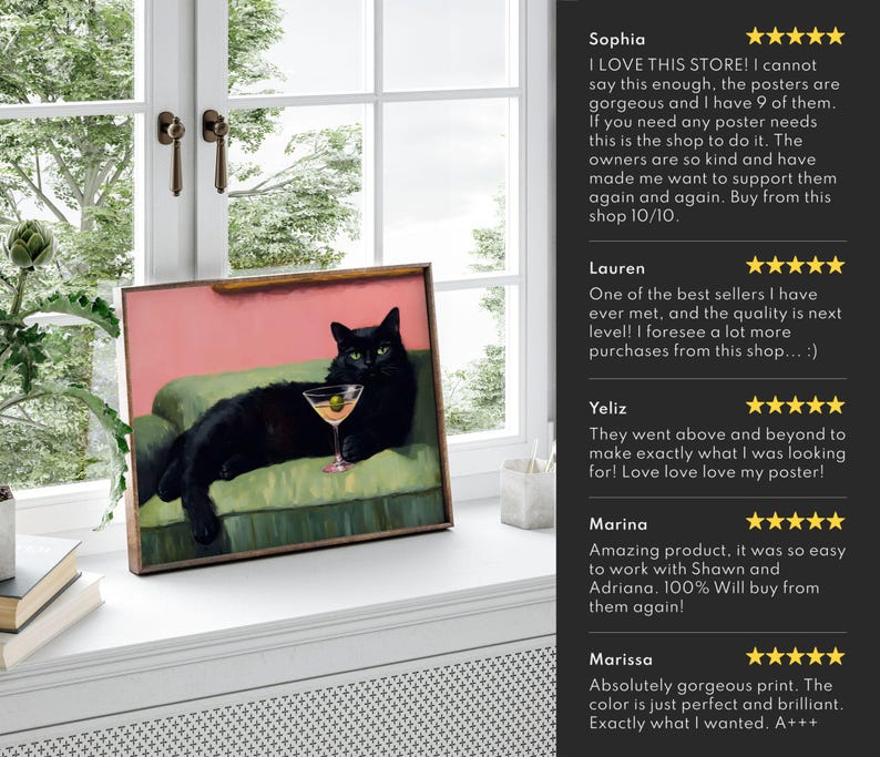 Black Cat Martini Wall Art Bar Cart Decor Cocktail Art Bar Decor ...