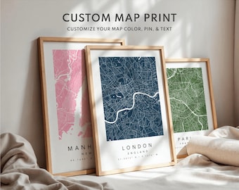Personalized Map Print Custom Map Wall Art Where We First Met Map Custom City Map Poster Any Location Map Custom Anniversary Gift for Couple