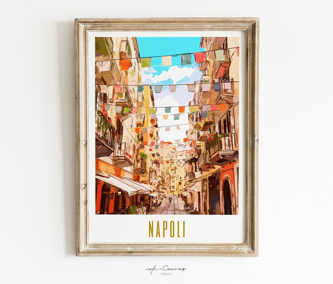 Napoli Travel Poster Naples Italy Poster Maximalist Decor Mid Century