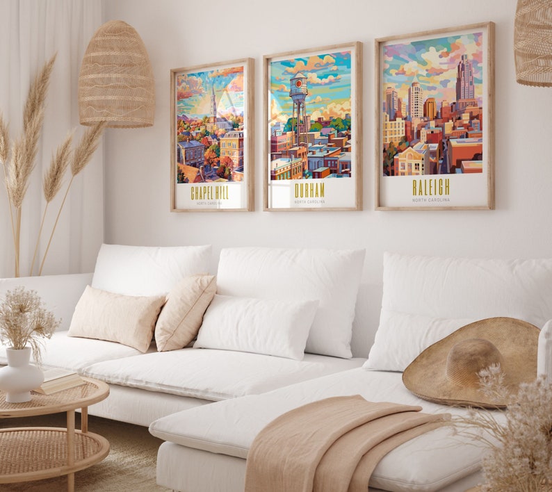 chapel hill poster, chapel hill print, chapel hill north carolina poster, chapel hill wall art, nc modern travel poster, retro travel print, city print, cities prints, vibrant wall art, landscape and scenery, destination poster, travel art print