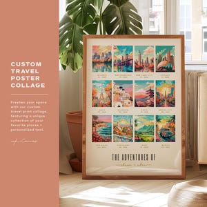 Custom Travel Poster Collage Favorite Places Print Personalized Travel Collage Wall Art Customized Anniversary Gift Custom Gift for Traveler