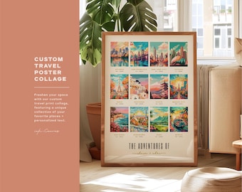 Custom Travel Poster Collage Favorite Places Print Personalized Travel Collage Wall Art Customized Anniversary Gift Custom Gift for Traveler