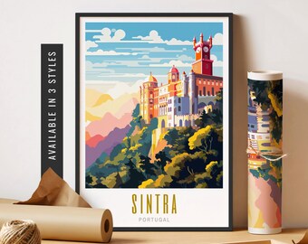 Sintra Portugal Poster Retro City Print Sintra National Palace of Pena Art City Poster Portuguese Decor Unframed Poster Travel Art Printable
