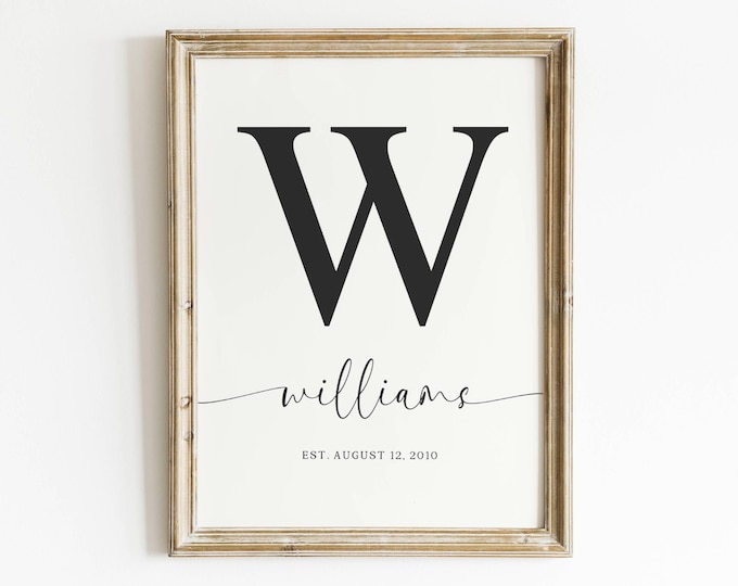 Custom Family Name Sign Personalized Family Name Print Farmhouse Wall Decor Housewarming Gift Entryway Art Last Name Sign Rustic Home Decor
