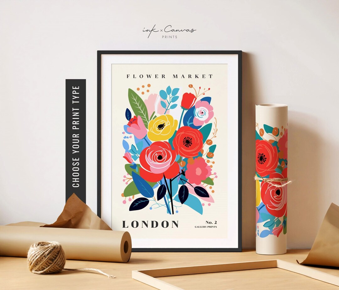 London Flower Market Print London Poster Cute Floral Print Rose Art ...