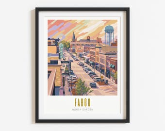 Fargo North Dakota Travel Poster: Choose from 3 Unique Styles | Eclectic City Print | Home Decor | Cityscape Wall Art (Digital or Unframed)