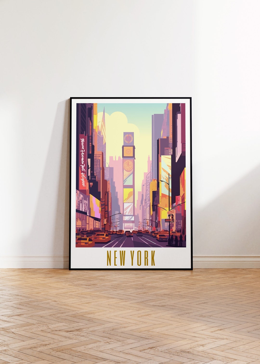 Retro Travel Poster New York City Print US Cities Wall Art Etsy