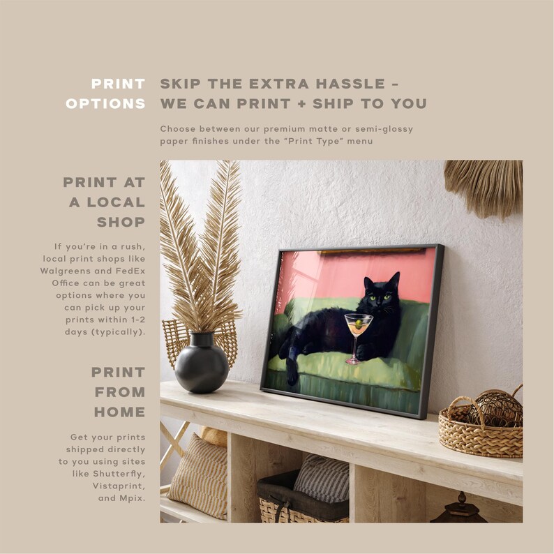 Black Cat Martini Wall Art Bar Cart Decor Cocktail Art Bar Decor ...