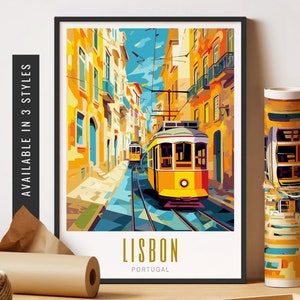 Lisbon Portugal Travel Poster Retro City Print Lisbon Portugal Print Portuguese Decor Lisbon Wall Art Unframed Poster Travel Art Printable