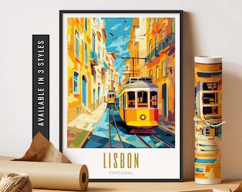 Lisbon Portugal Travel Poster Retro City Print Lisbon Portugal Print Portuguese Decor Lisbon Wall Art Unframed Poster Travel Art Printable