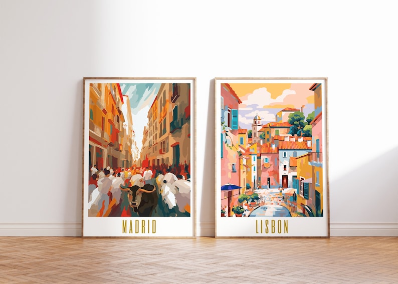 Retro Travel Posters European Cities Wall Art Gallery Set of Etsy