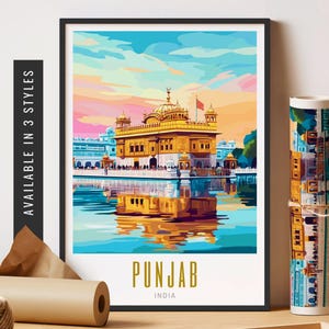 Punjab India Art Print Travel City Art Gift Golden Temple Punjab Wall Art Unframed Poster Colorful City Travel Art Gift Printable Wall Decor