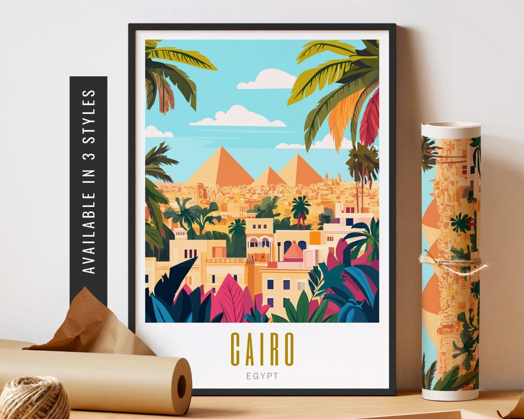 Cairo Egypt Print Travel City Art Great Pyramids Wall Art Unframed ...