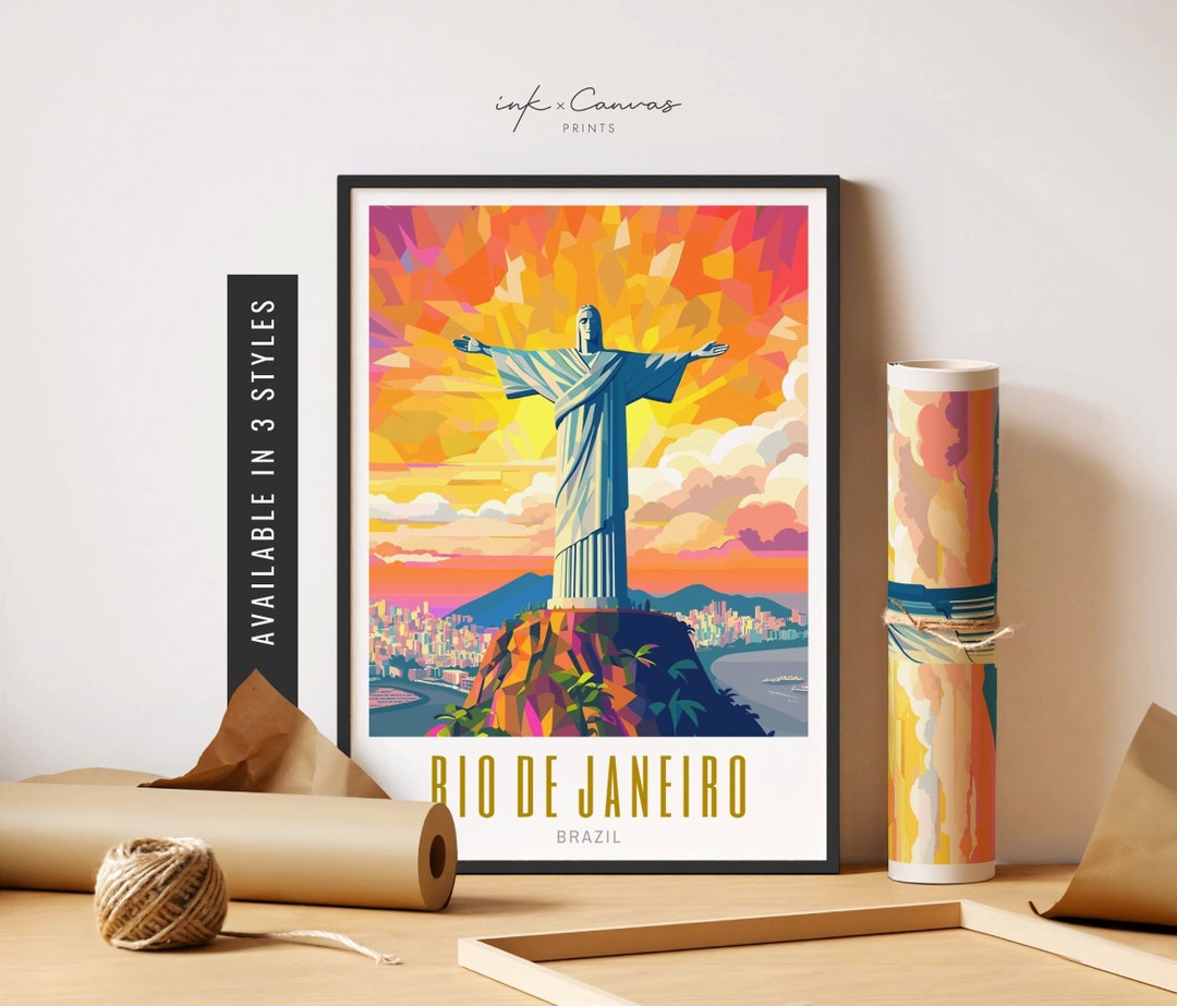 Visit Rio Poster Rio De Janeiro Poster Christ the Redeemer Wall Art Brazil Rio De ...