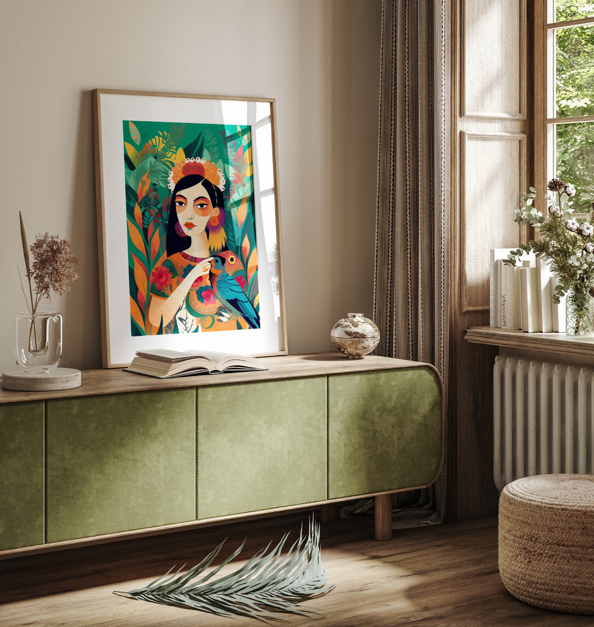 Maximalist Wall Art Set of 6 Digital Prints Latinas Naive Art
