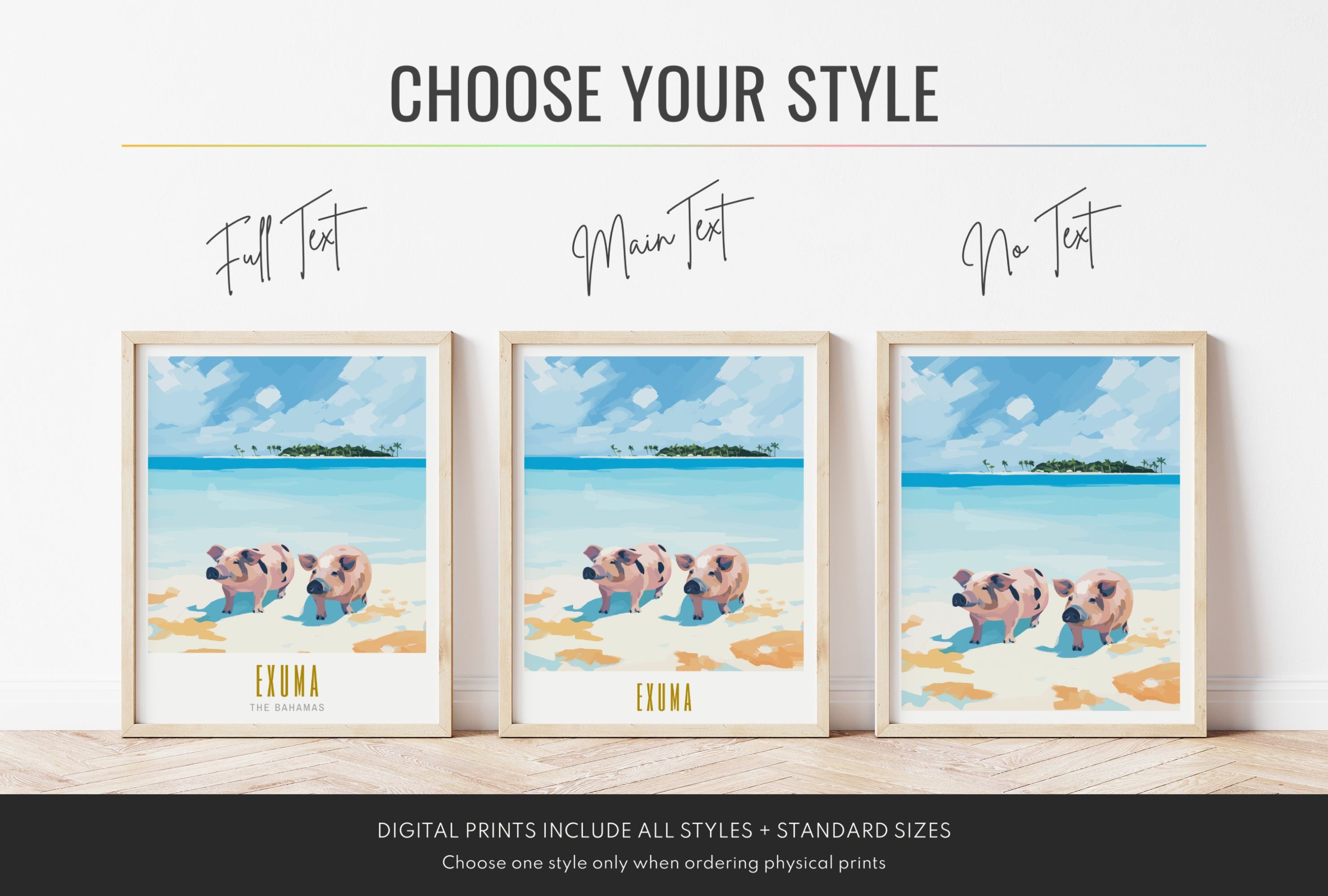 Exuma Poster Exuma Bahamas Art Print Exuma Travel Poster Caribbean Art Pig Beach ...