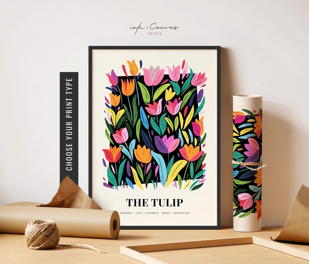Colorful Tulips Art Print Vibrant Floral Wall Art Cute Tulip Poster ...