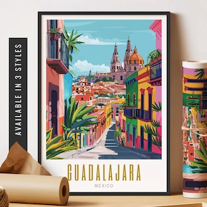 Guadalajara Mexico Art Print Travel Destination City Art Guadalajara Cathedral Wall Art Unframed Poster City Travel Art Printable Wall Decor