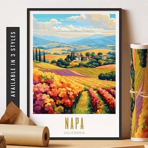 Napa Valley Print Travel Destination Art Napa Vineyard Print Napa California Poster Colorful City Print Unframed Poster Travel Art Printable