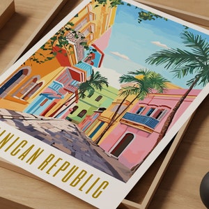 dominican republic poster, dominican republic print, dominican republic art print, modern travel poster, retro travel print, city print, cities prints, vibrant wall art, landscape and scenery, destination poster, travel art, travel poster art