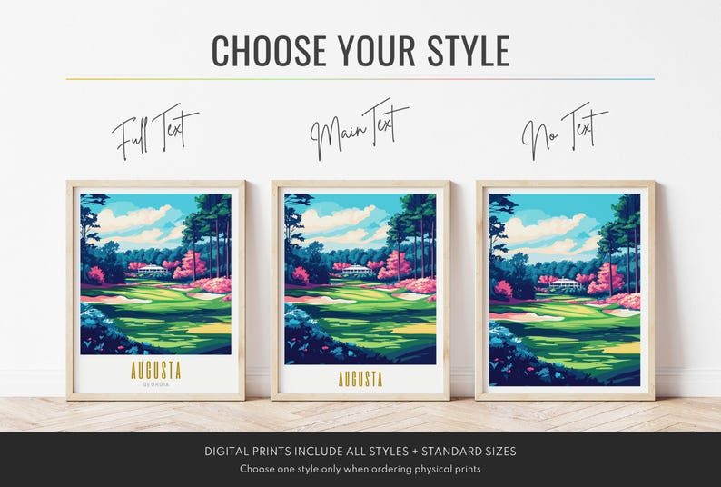 Augusta Georgia Art Print Augusta National Golf Club Print Retro Travel ...