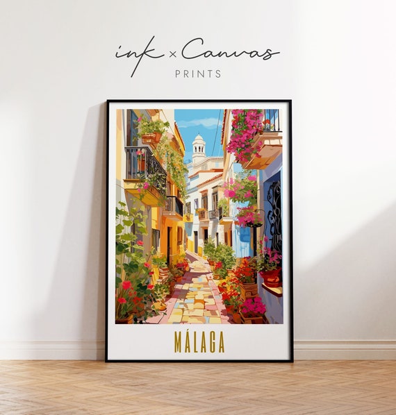 Wall Art Print  Vintage travel poster of the city of Malaga